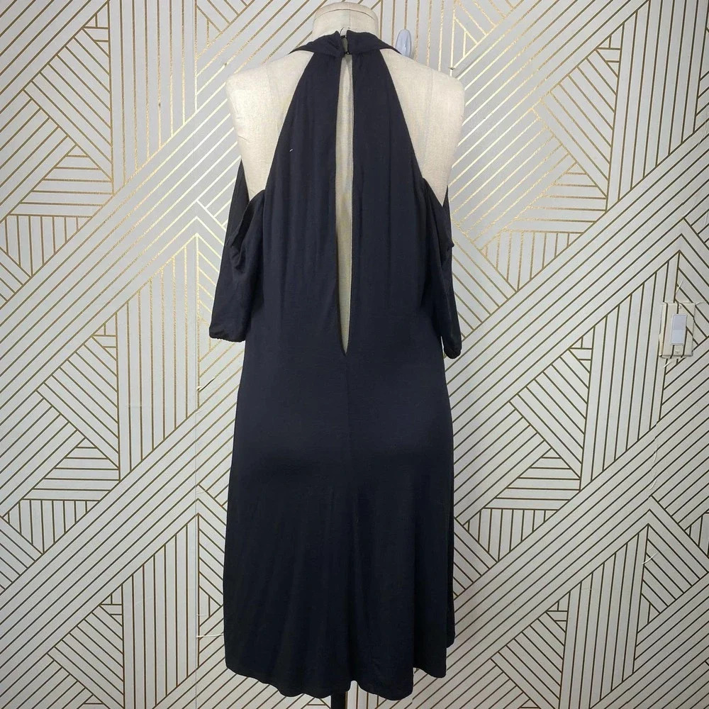 Haute Hippie Cold-Shoulder Jersey Mini Dress Black‎ - Picture 7 of 12